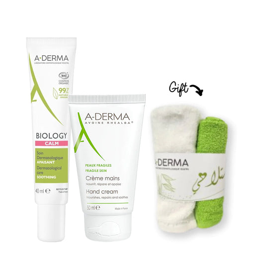 ADERMA HAND CREAM 50ML + SOOTHING DERMATOLOGICAL CARE 40ML CALM + TOWEL (GIFT)