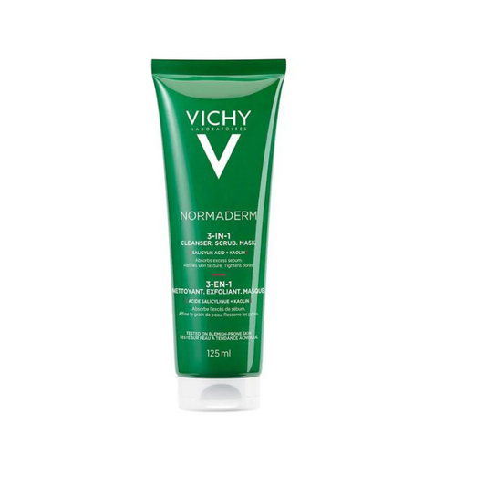 Vichy Close Sidebar Normaderm 3 in 1 Cleanser, Scrub & Mask for Oily/Acne Skin with salicylic & glycolic acid